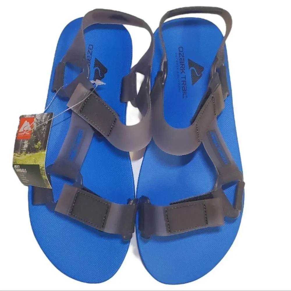 #418 New Blue Gray Mens Ozarks Trail Comfort Jelly Strap Shoes Sandals Size 11 - Picture 1 of 9